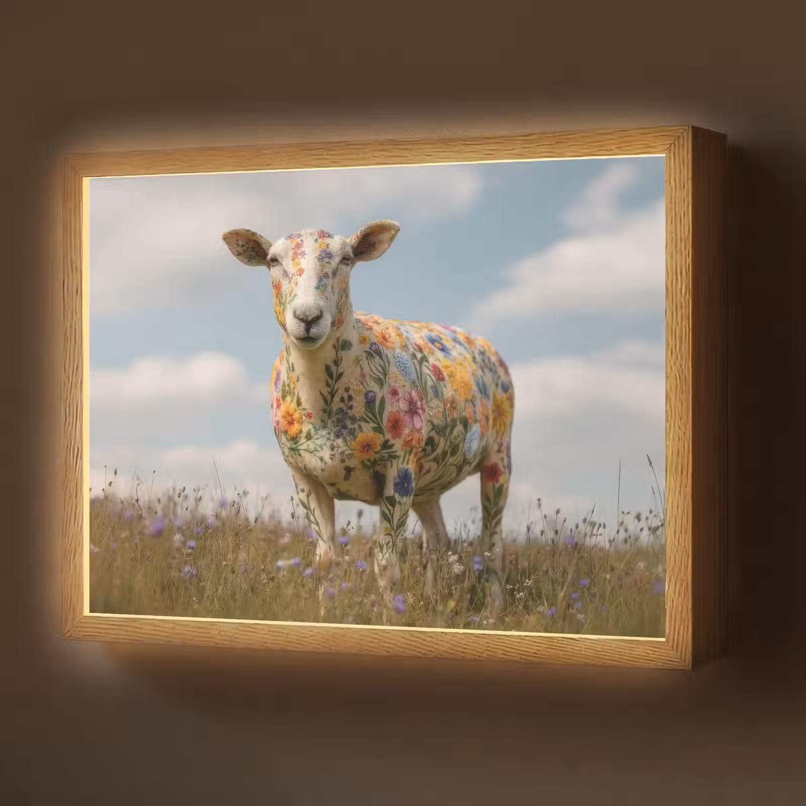 Lightbox - Wandlamp - Schaap - Bloemen - Weide — 1