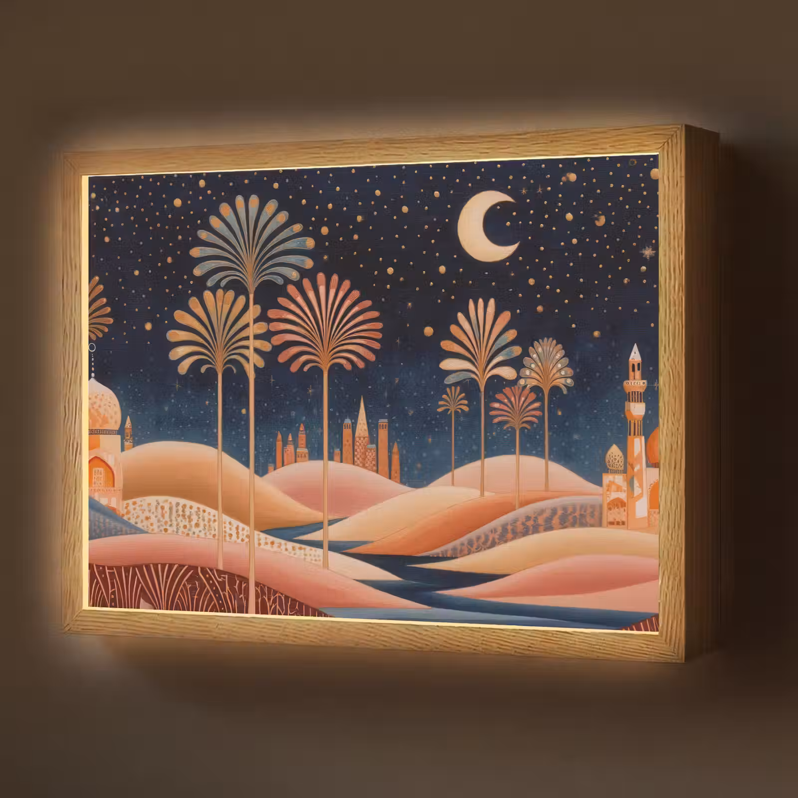 Lightbox - Wandlamp - Sterrenhemel - Palmen - Rivier — 1
