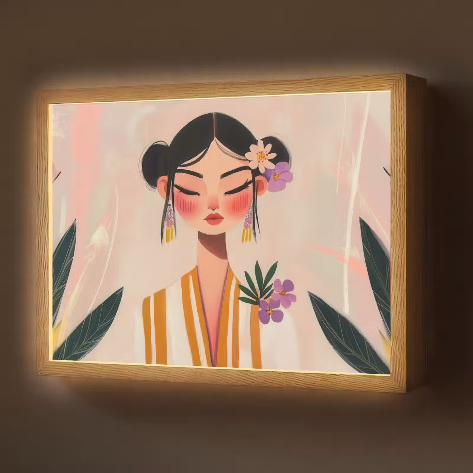 Lightbox - Wandlamp - Vrouw - Bloemen - Pastel — 1