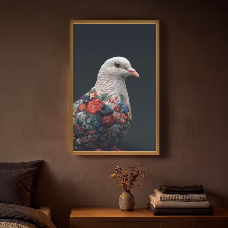Lightbox - Wandlamp - Duif - Bloemen - Wit - Zwart — 3
