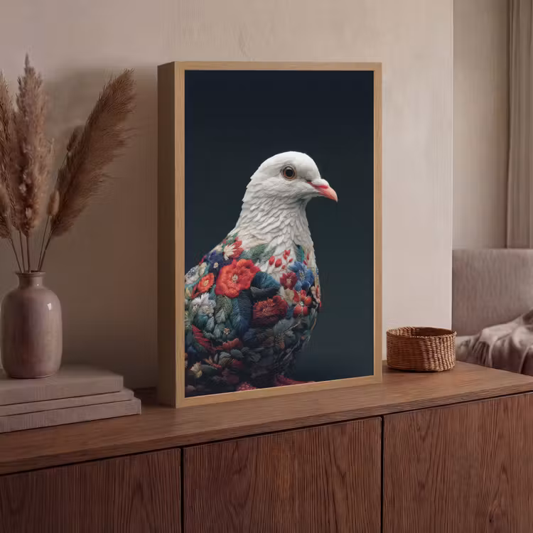 Lightbox - Wandlamp - Duif - Bloemen - Wit - Zwart — 4
