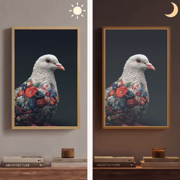 Lightbox - Wandlamp - Duif - Bloemen - Wit - Zwart — 6