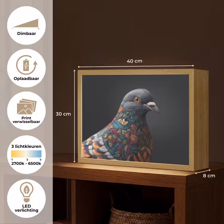 Lightbox - Wandlamp - Duif - Bloemen - Zwart — 10