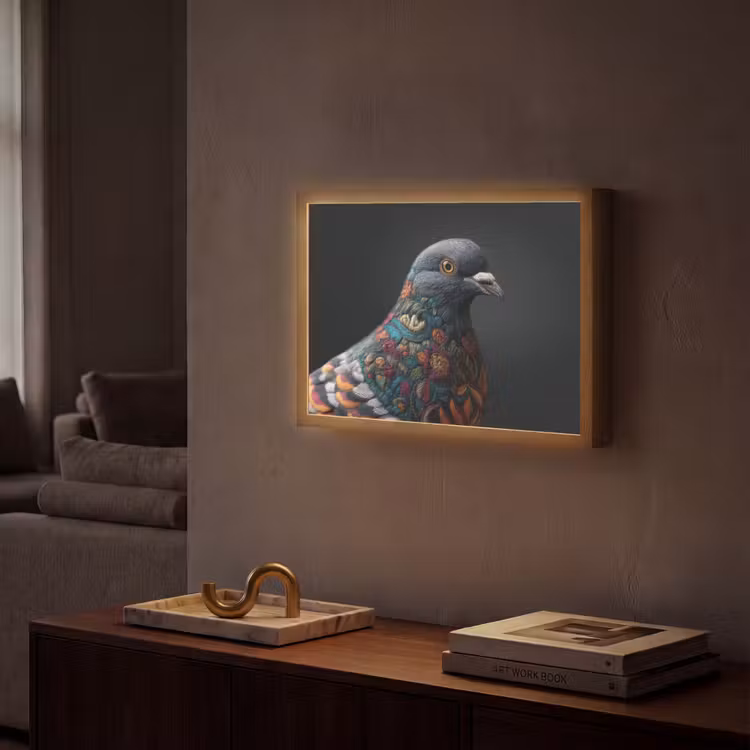 Lightbox - Wandlamp - Duif - Bloemen - Zwart — 2