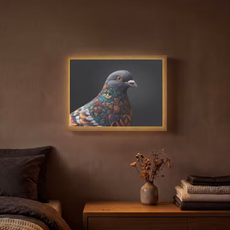 Lightbox - Wandlamp - Duif - Bloemen - Zwart — 3