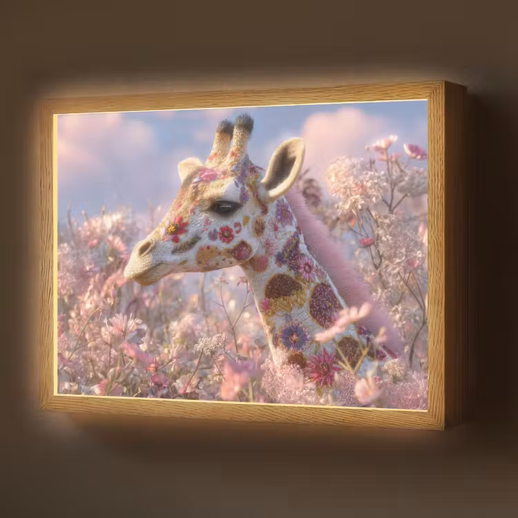 Lightbox - Wandlamp - Giraffe - Bloemen - Roze — 1