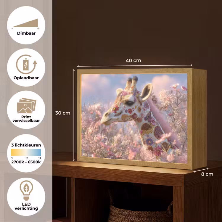 Lightbox - Wandlamp - Giraffe - Bloemen - Roze — 10