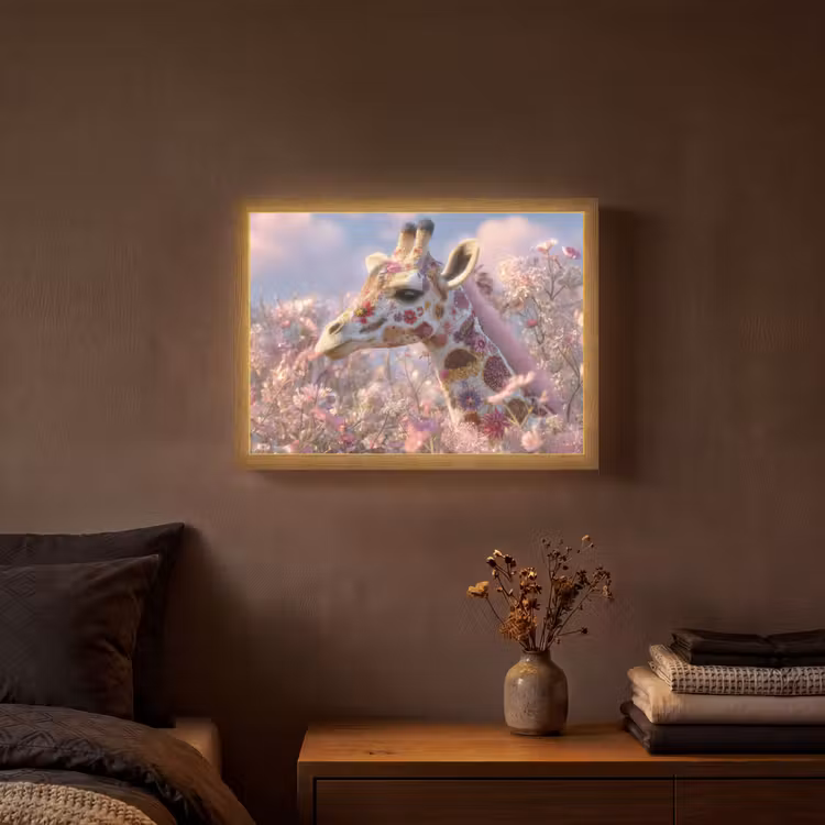 Lightbox - Wandlamp - Giraffe - Bloemen - Roze — 3