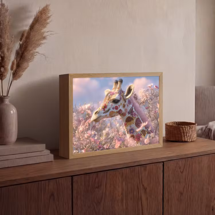 Lightbox - Wandlamp - Giraffe - Bloemen - Roze — 4