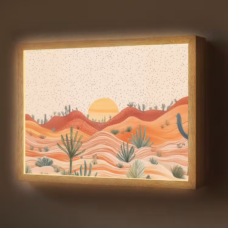 Lightbox - Wandlamp - Landschap - Heuvels - Zonsondergang — 1