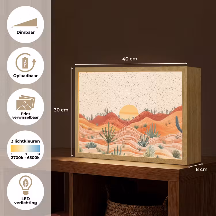 Lightbox - Wandlamp - Landschap - Heuvels - Zonsondergang — 10