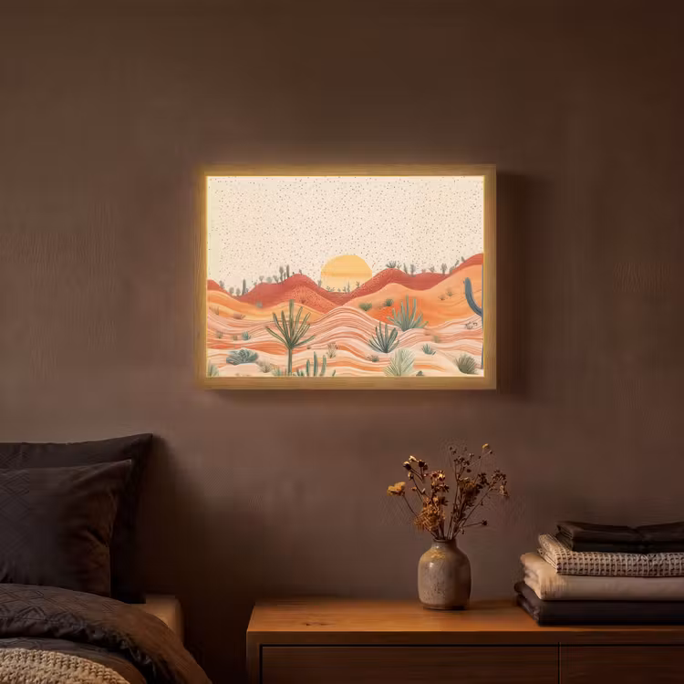Lightbox - Wandlamp - Landschap - Heuvels - Zonsondergang — 3