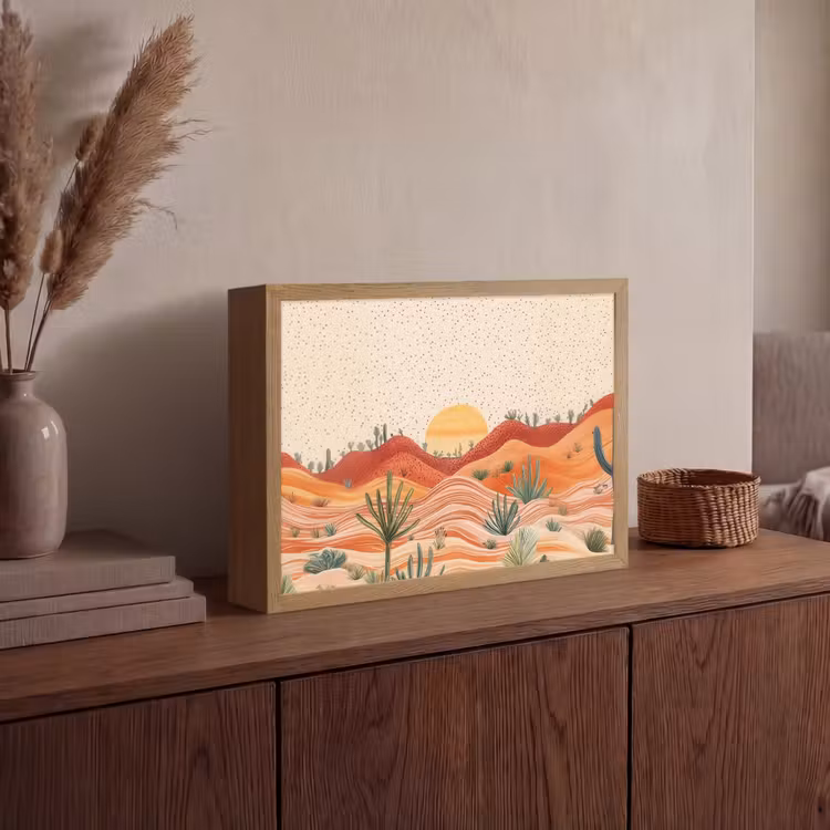 Lightbox - Wandlamp - Landschap - Heuvels - Zonsondergang — 4