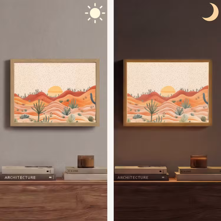 Lightbox - Wandlamp - Landschap - Heuvels - Zonsondergang — 6