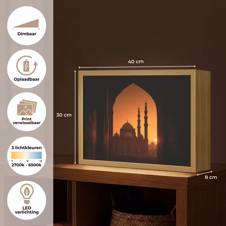 Lightbox - Wandlamp - Moskee - Oranje lucht - Islamitisch — 10
