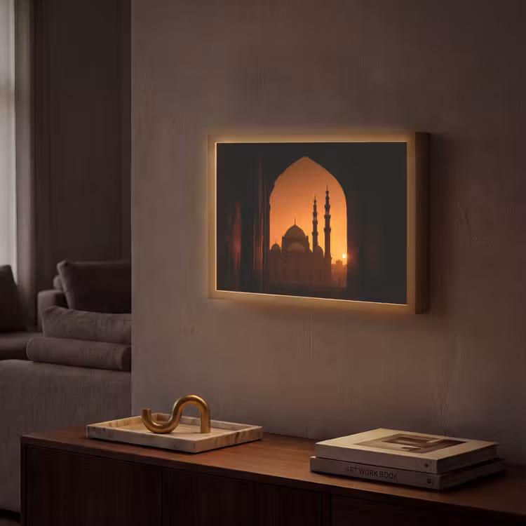 Lightbox - Wandlamp - Moskee - Oranje lucht - Islamitisch — 2