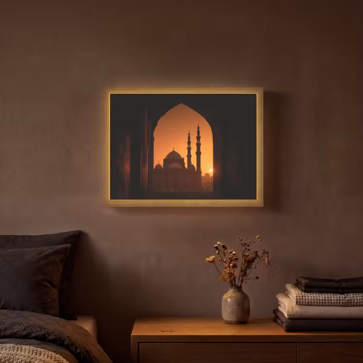 Lightbox - Wandlamp - Moskee - Oranje lucht - Islamitisch — 3