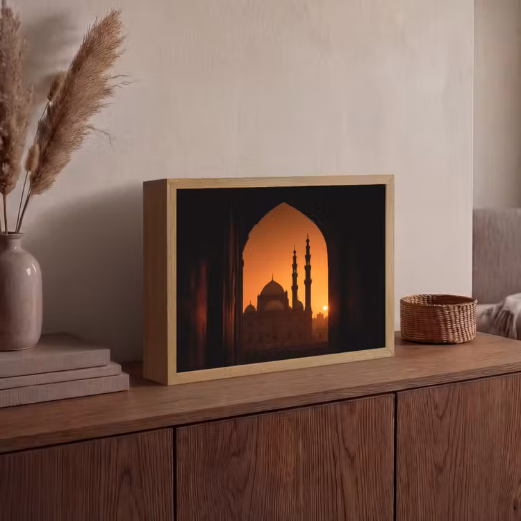 Lightbox - Wandlamp - Moskee - Oranje lucht - Islamitisch — 4