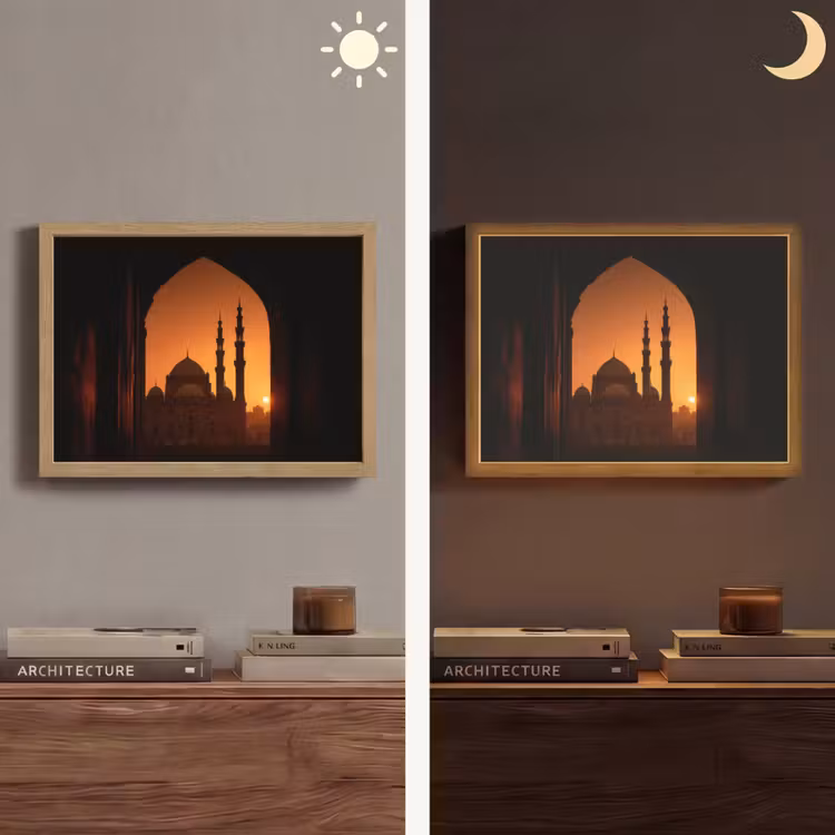 Lightbox - Wandlamp - Moskee - Oranje lucht - Islamitisch — 6