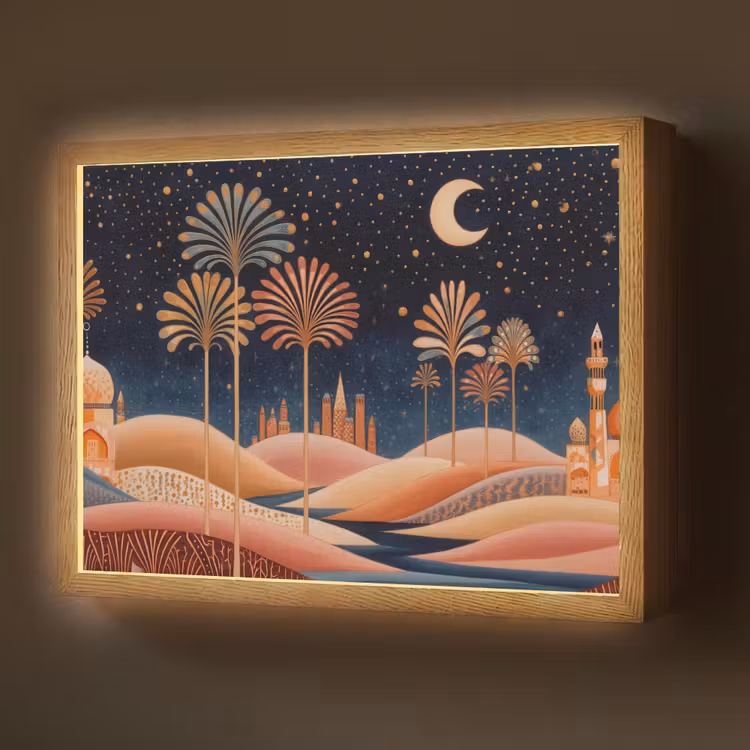 Lightbox - Wandlamp - Sterrenhemel - Palmen - Rivier — 1