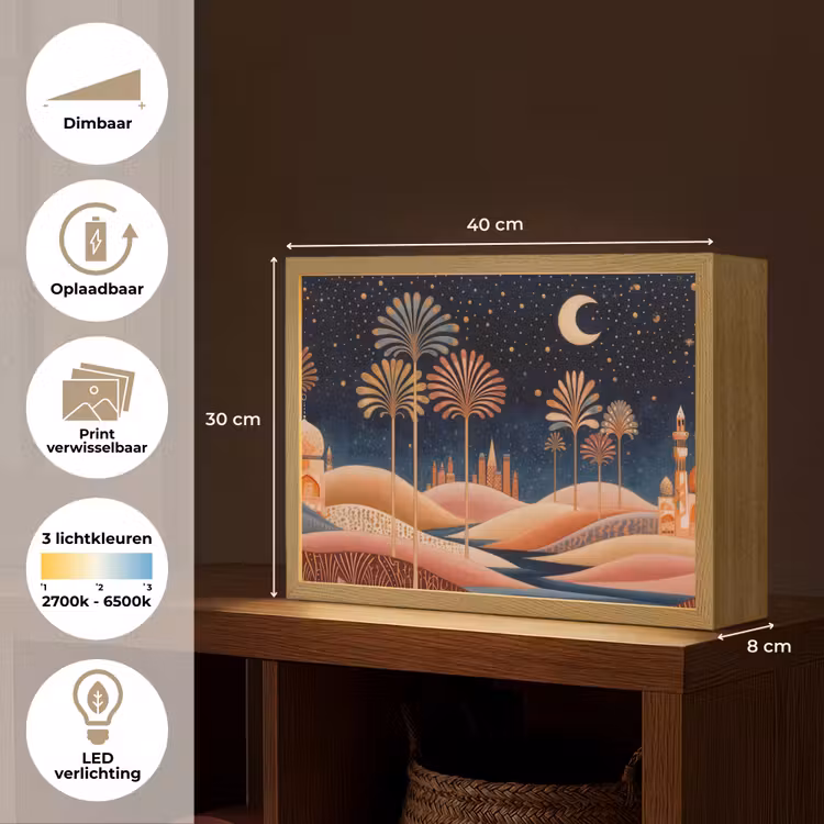 Lightbox - Wandlamp - Sterrenhemel - Palmen - Rivier — 10