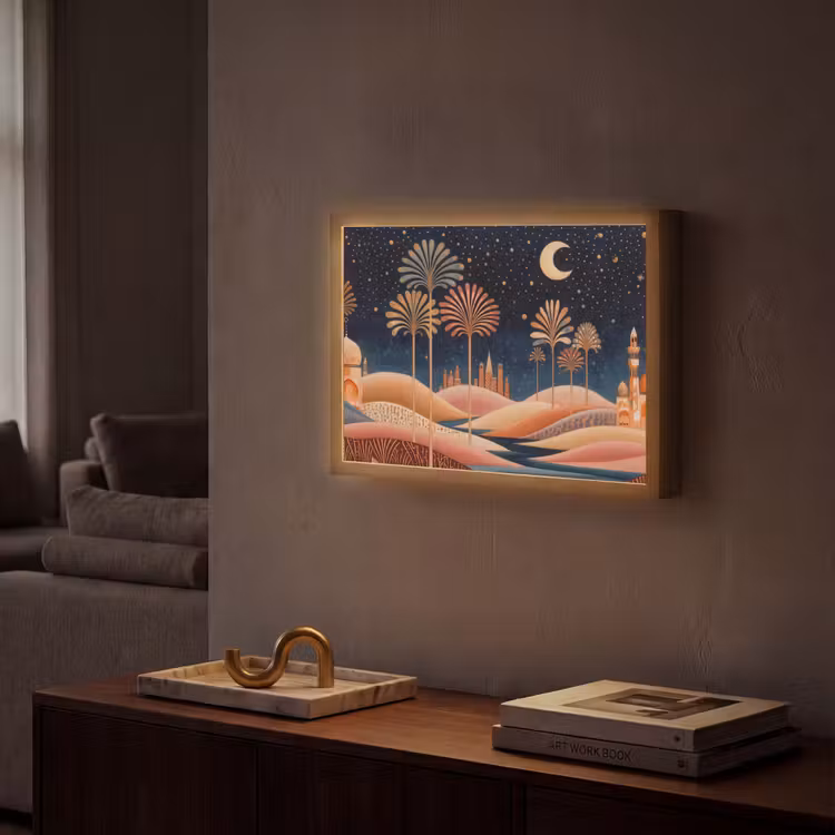 Lightbox - Wandlamp - Sterrenhemel - Palmen - Rivier — 2