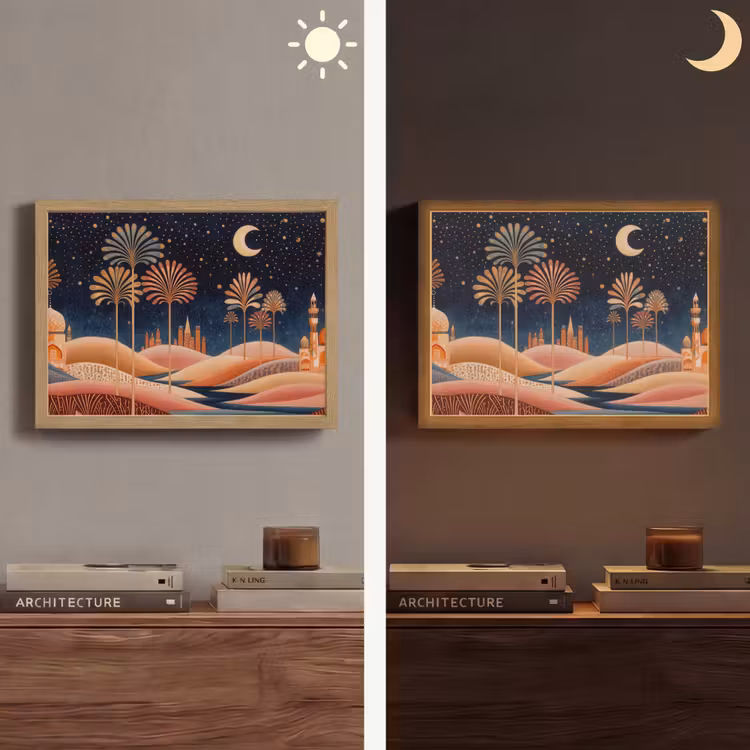 Lightbox - Wandlamp - Sterrenhemel - Palmen - Rivier — 6