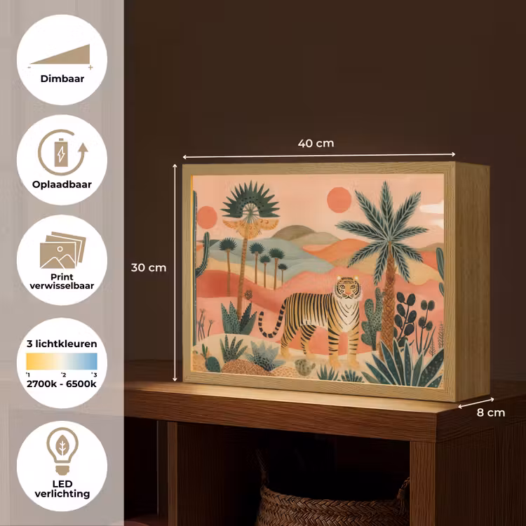 Lightbox - Wandlamp - Tijger - Kleurrijk - Palmen - Cactus — 10