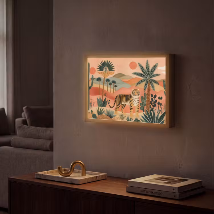 Lightbox - Wandlamp - Tijger - Kleurrijk - Palmen - Cactus — 2