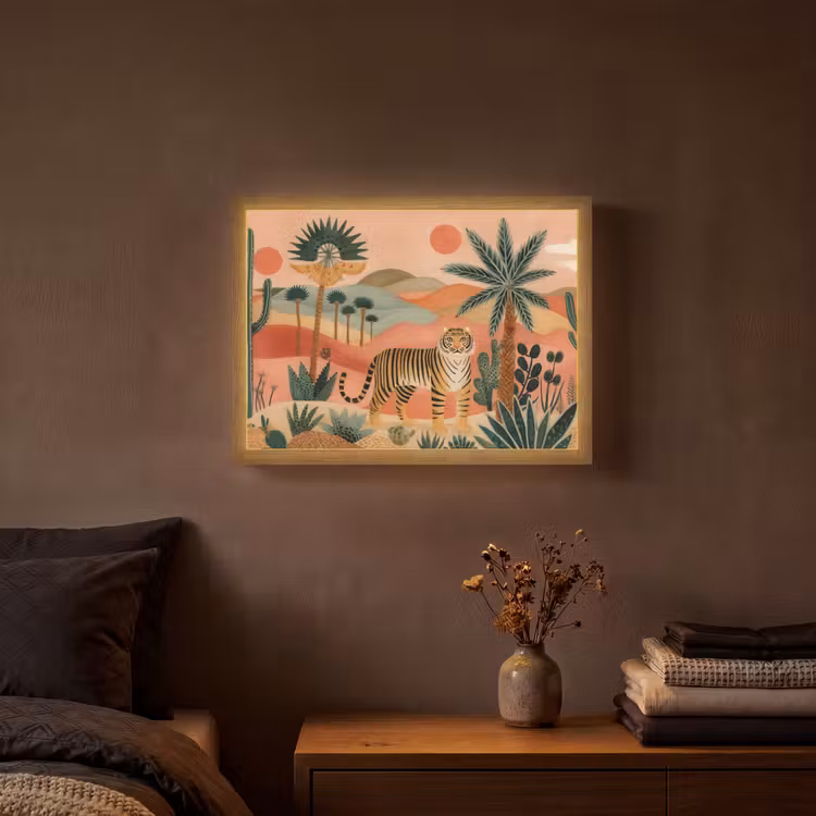 Lightbox - Wandlamp - Tijger - Kleurrijk - Palmen - Cactus — 3