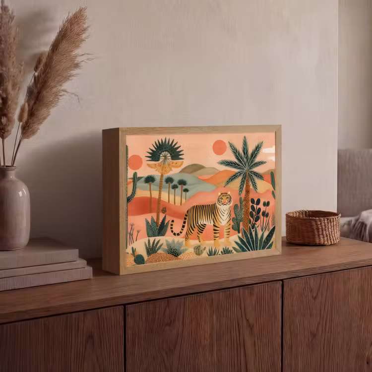 Lightbox - Wandlamp - Tijger - Kleurrijk - Palmen - Cactus — 4