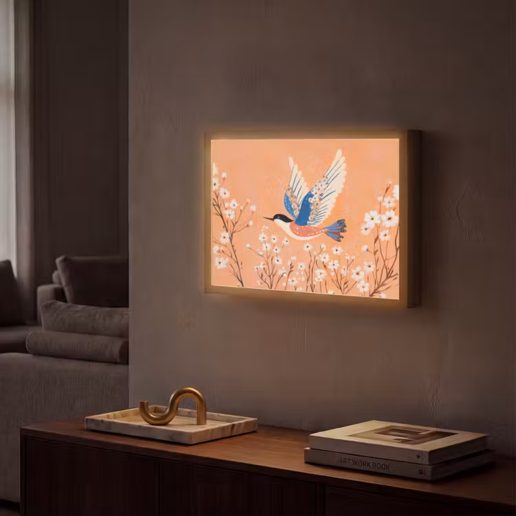 Lightbox - Wandlamp - Vogel - Bloesemtakken - Warm - Kleurrijk — 2