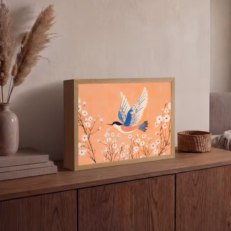 Lightbox - Wandlamp - Vogel - Bloesemtakken - Warm - Kleurrijk — 4