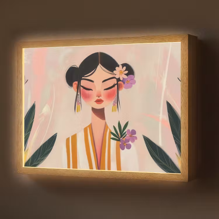 Lightbox - Wandlamp - Vrouw - Bloemen - Pastel — 1