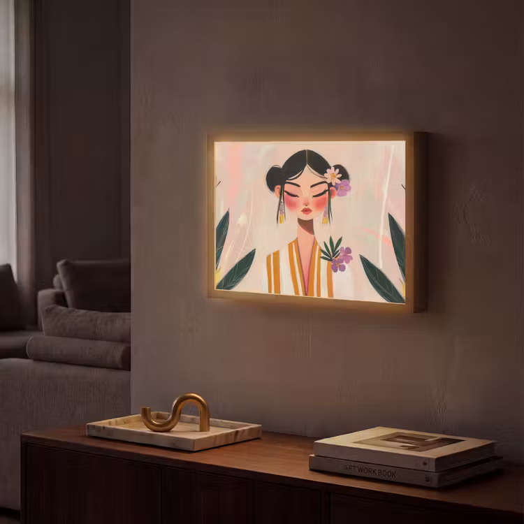 Lightbox - Wandlamp - Vrouw - Bloemen - Pastel — 2