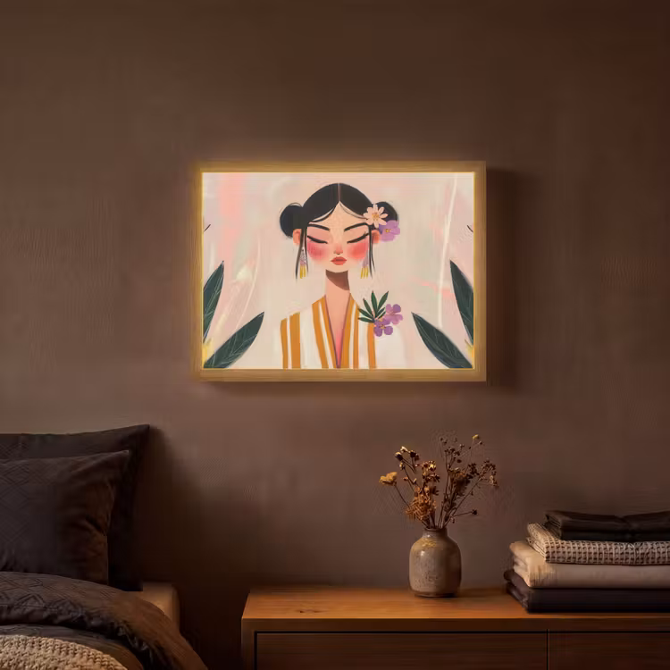 Lightbox - Wandlamp - Vrouw - Bloemen - Pastel — 3