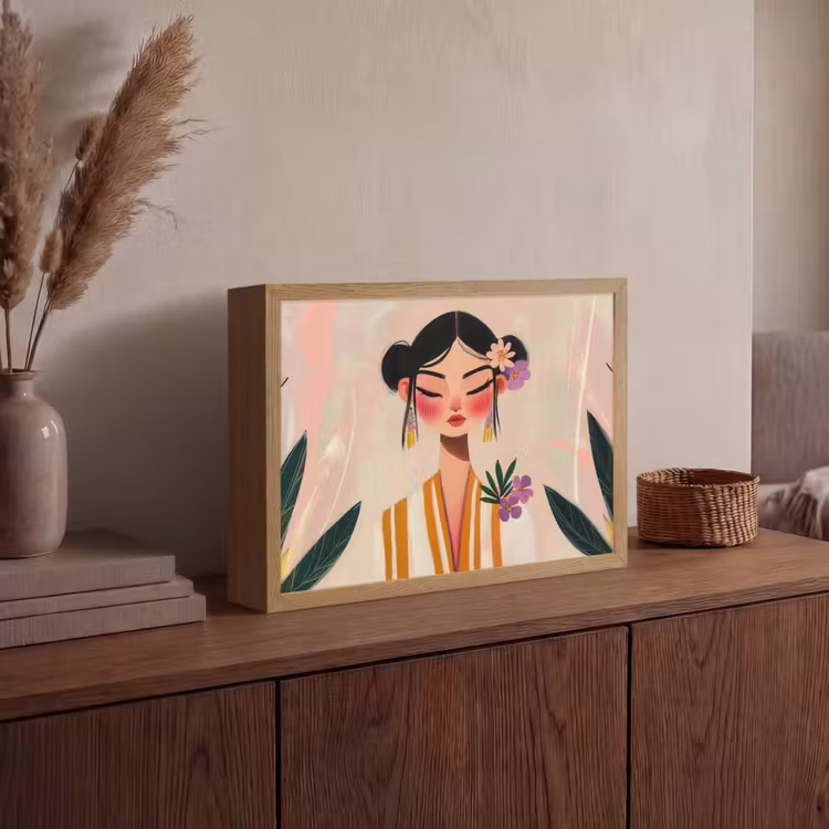 Lightbox - Wandlamp - Vrouw - Bloemen - Pastel — 4