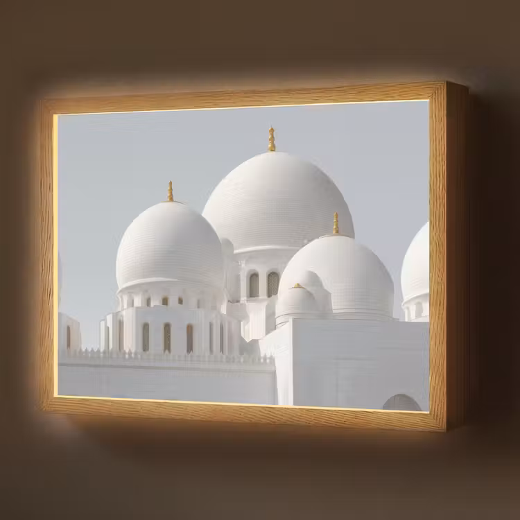 Lightbox - Wandlamp - Witte koepels - Helderblauwe lucht - Islamitisch — 1