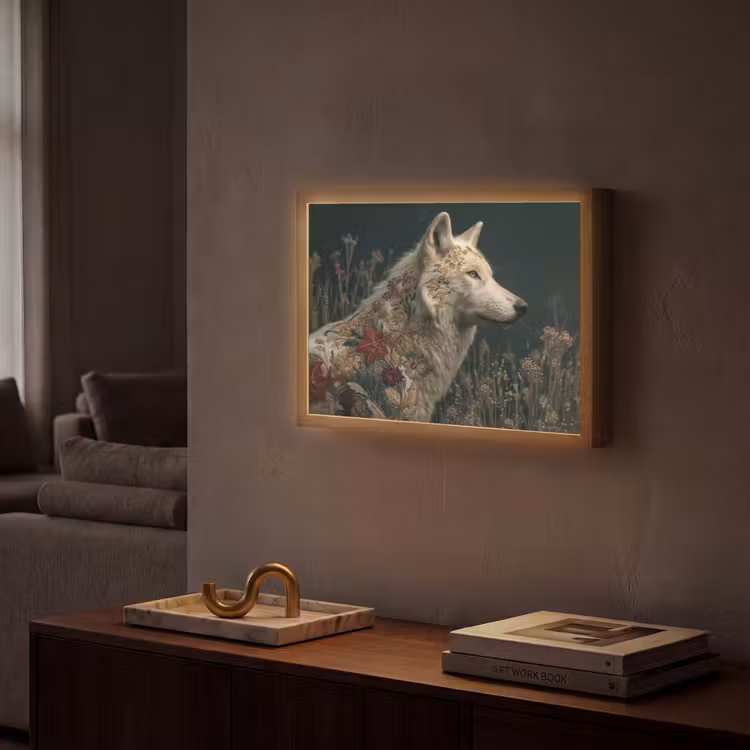 Lightbox - Wandlamp - Wolf - Bloemen - Natuur — 2