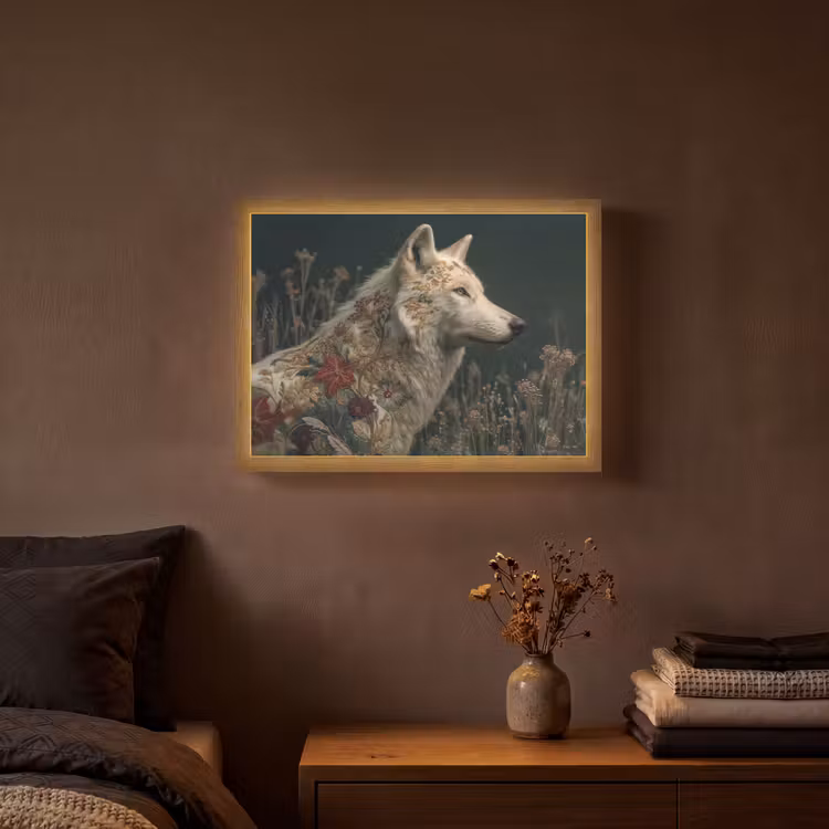 Lightbox - Wandlamp - Wolf - Bloemen - Natuur — 3