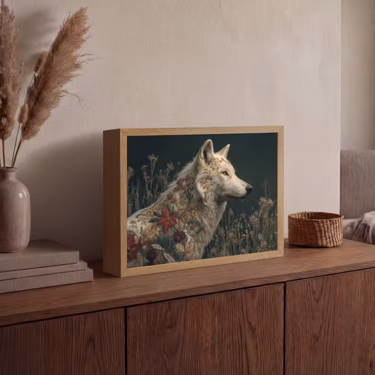 Lightbox - Wandlamp - Wolf - Bloemen - Natuur — 4