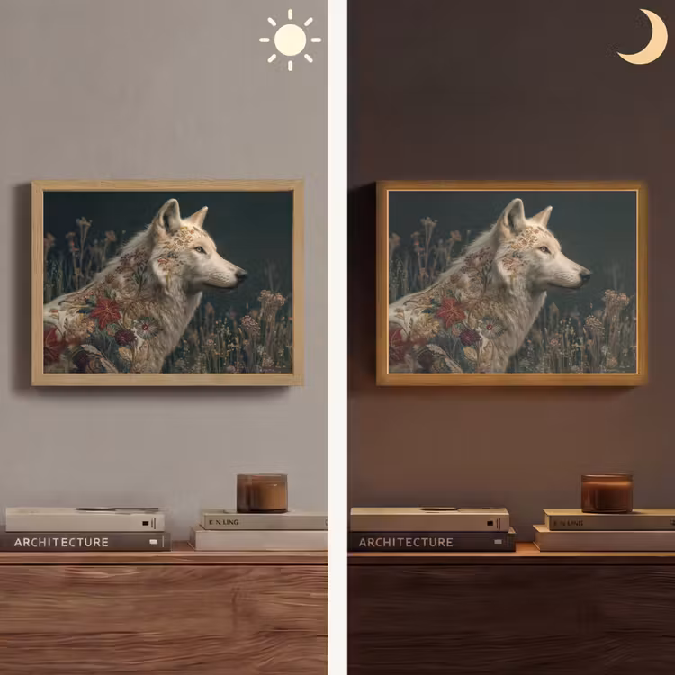 Lightbox - Wandlamp - Wolf - Bloemen - Natuur — 6