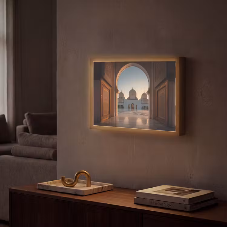 Lightbox - Wandlamp - Zonsopkomst - Witte koepels - Plein - Moskee — 2