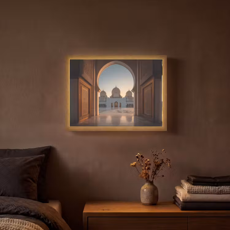 Lightbox - Wandlamp - Zonsopkomst - Witte koepels - Plein - Moskee — 3