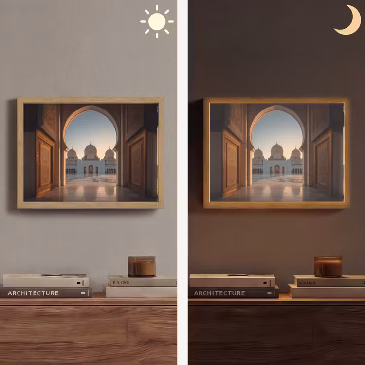 Lightbox - Wandlamp - Zonsopkomst - Witte koepels - Plein - Moskee — 6