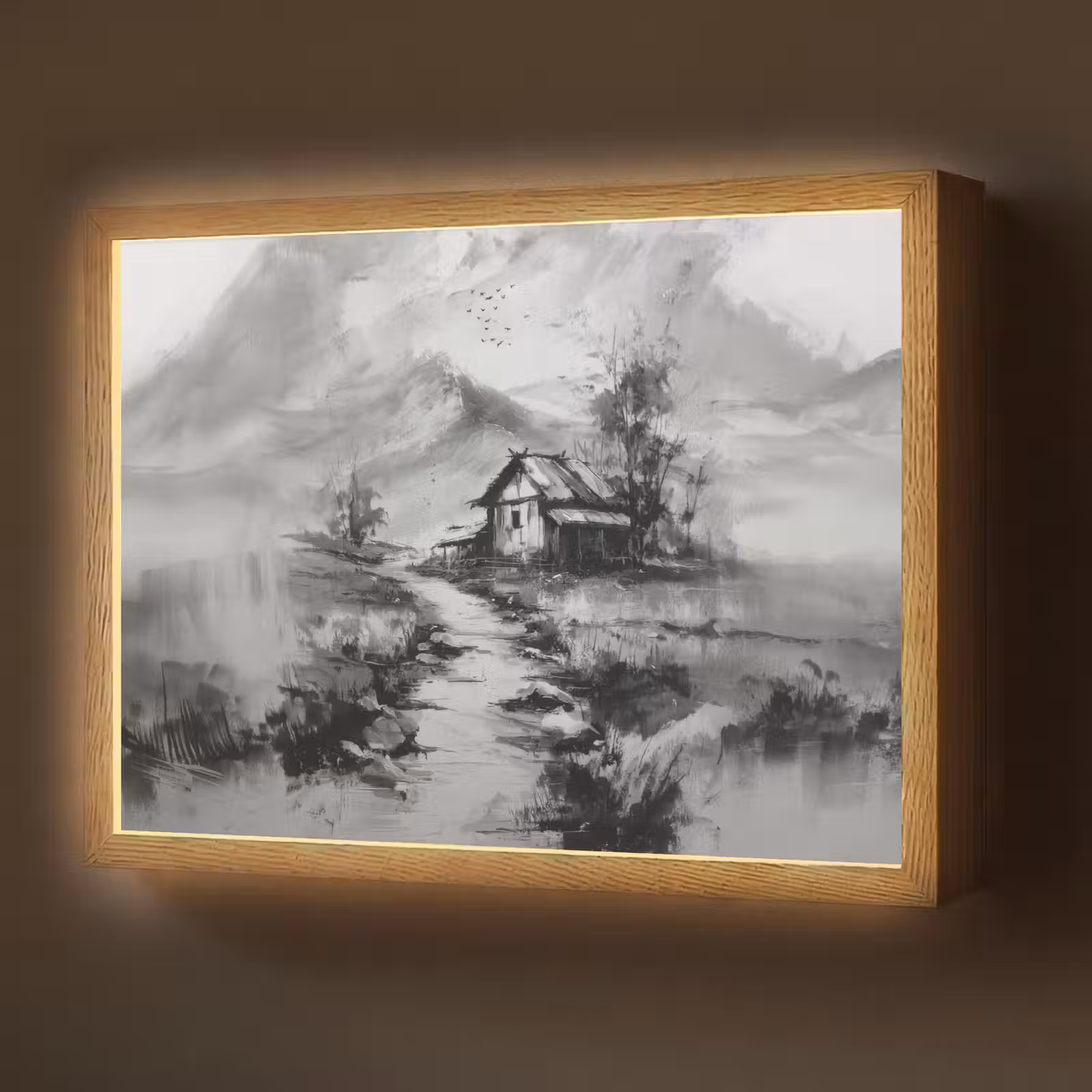 Lightbox - Wandlamp - Hut - Grijs - Bergen - Mistig — 1