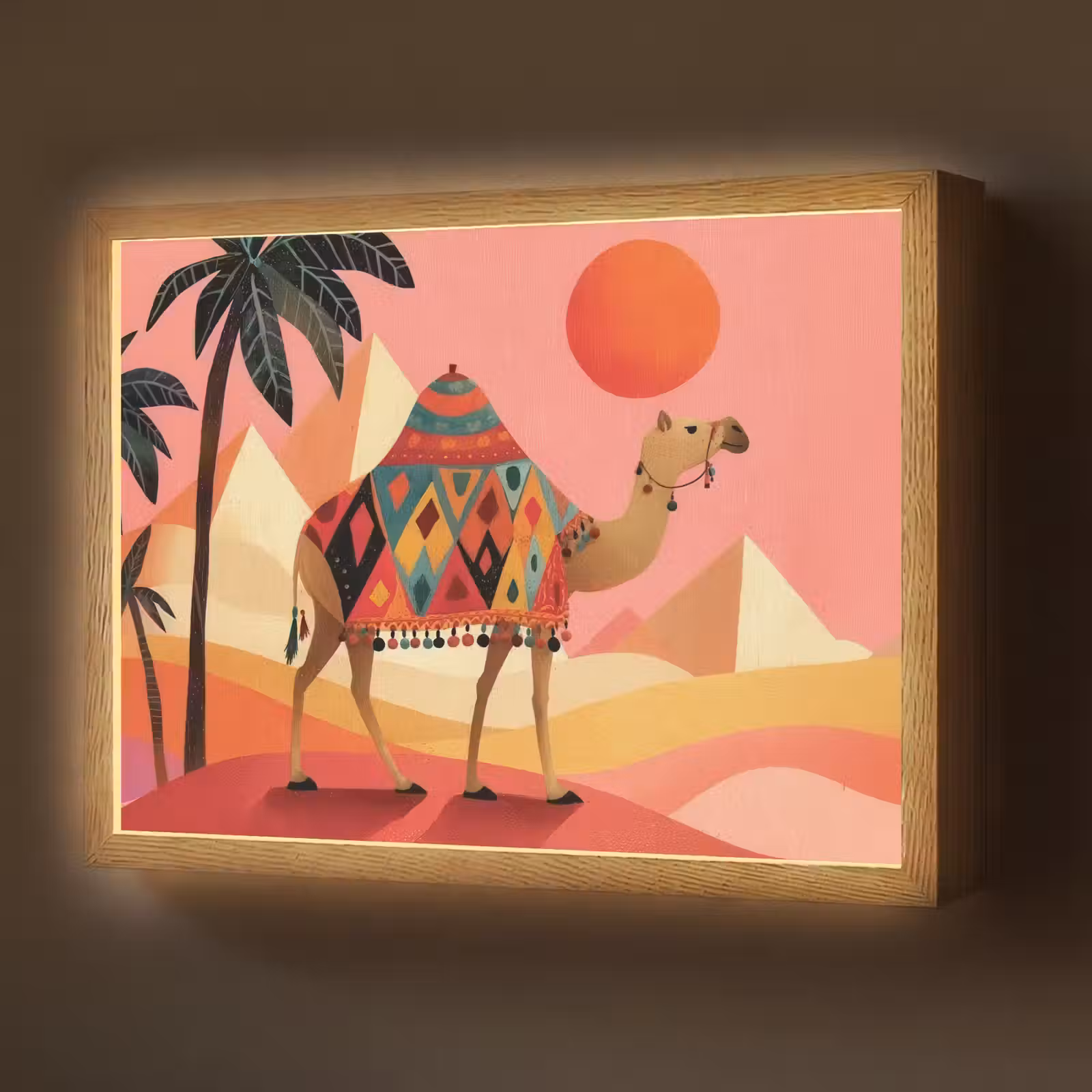 Lightbox - Wandlamp - Kameel - Pyramides - Rode zon — 1
