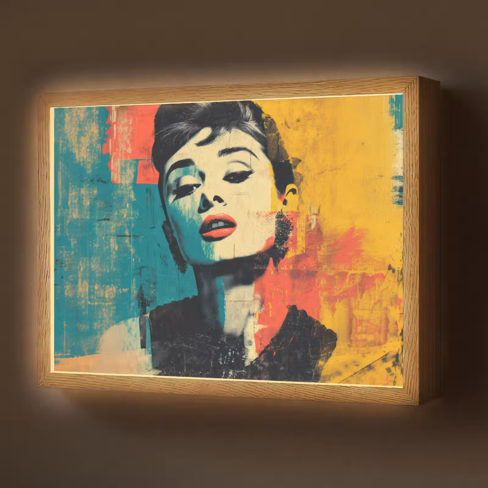 Lightbox - Wandlamp - Vrouw - Rode lippen - Expressief - Grafisch — 1
