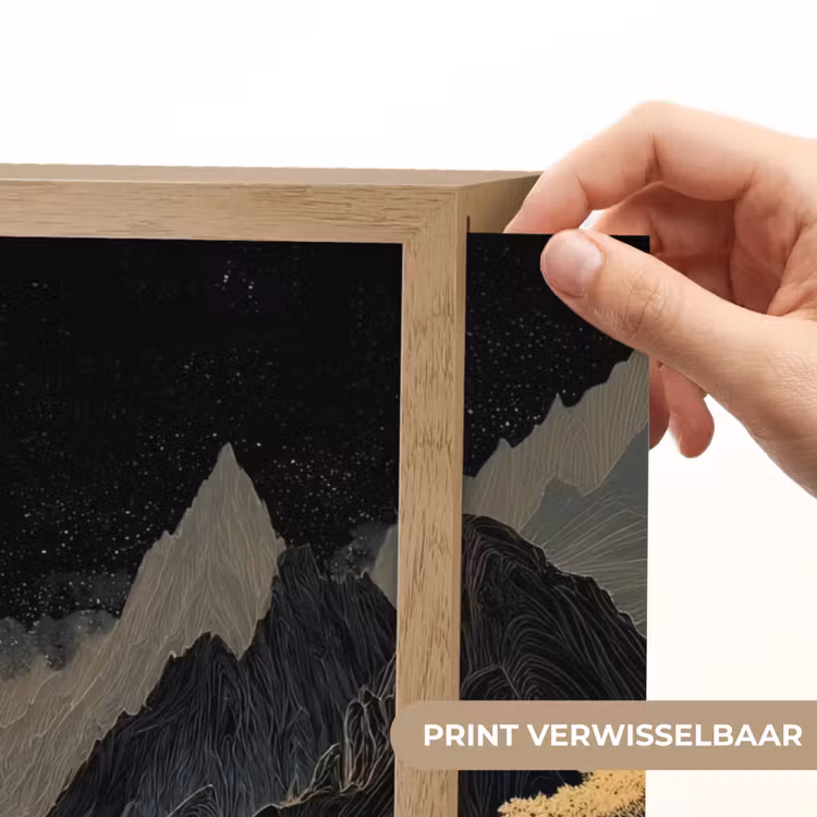 Lightbox - Wandlamp - Gouden rivier - Bergen - Maan - Sterrenhemel — 5
