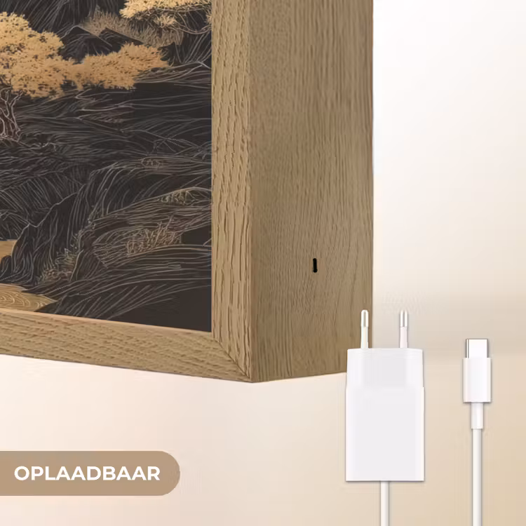 Lightbox - Wandlamp - Gouden rivier - Bergen - Maan - Sterrenhemel — 7
